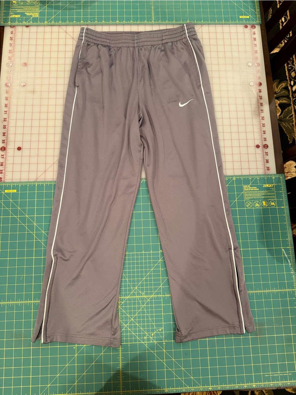 Nike Kids Gray Track Joggers with White Piping